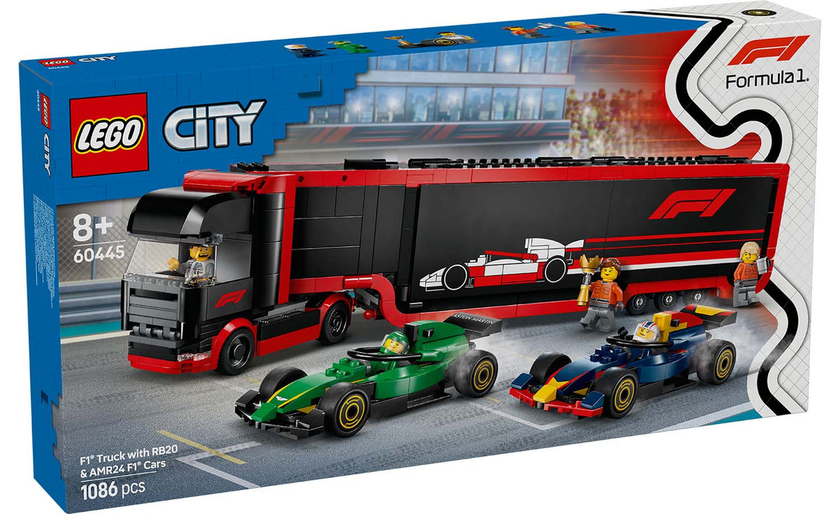 LEGO City F1 Truck with RB20 & AMR24 F1 Cars Set 60445